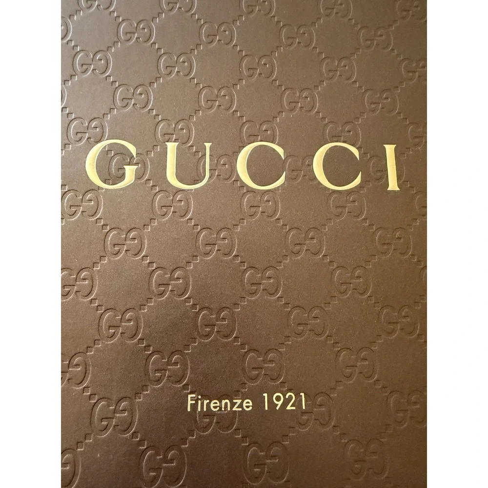 Gucci Empty Gift Box Dust Bag Ribbon Tissue Paper Monogram Brown Firenze 1921